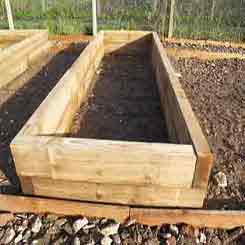 A raised bed during build phase